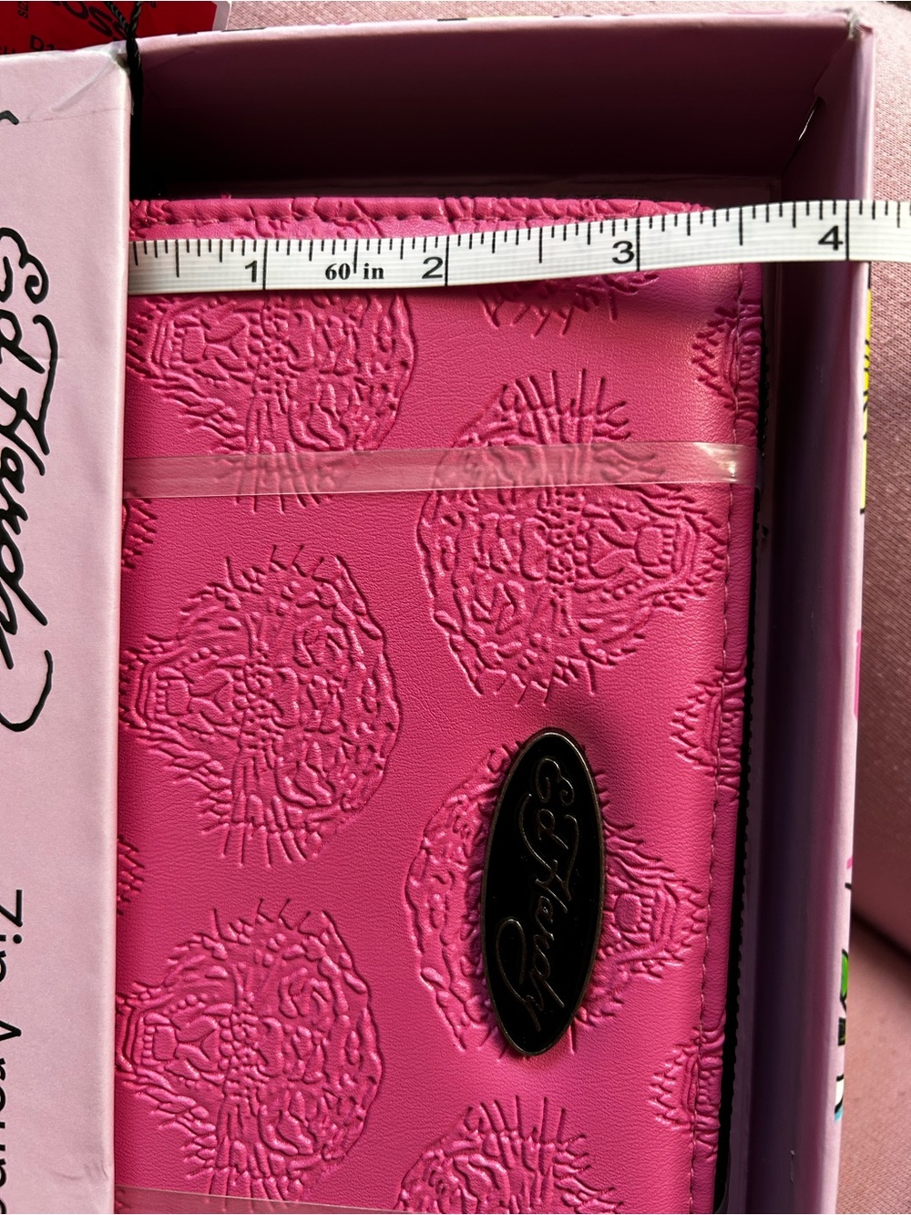 Ed Hardy Pink Zip-Around Wallet with Heart Key Ring - Picture 9 of 9